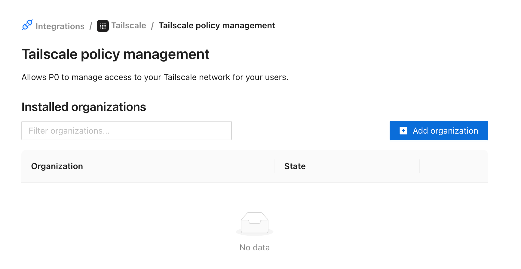 Tailscale policy management page in P0.