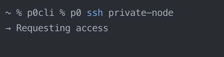 Terminal command for requesting access