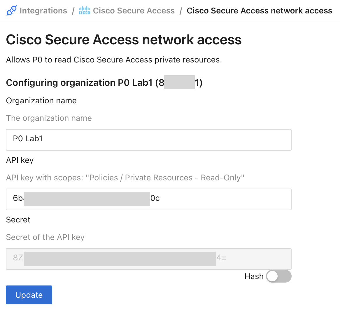 Cisco Secure Access network access configuration