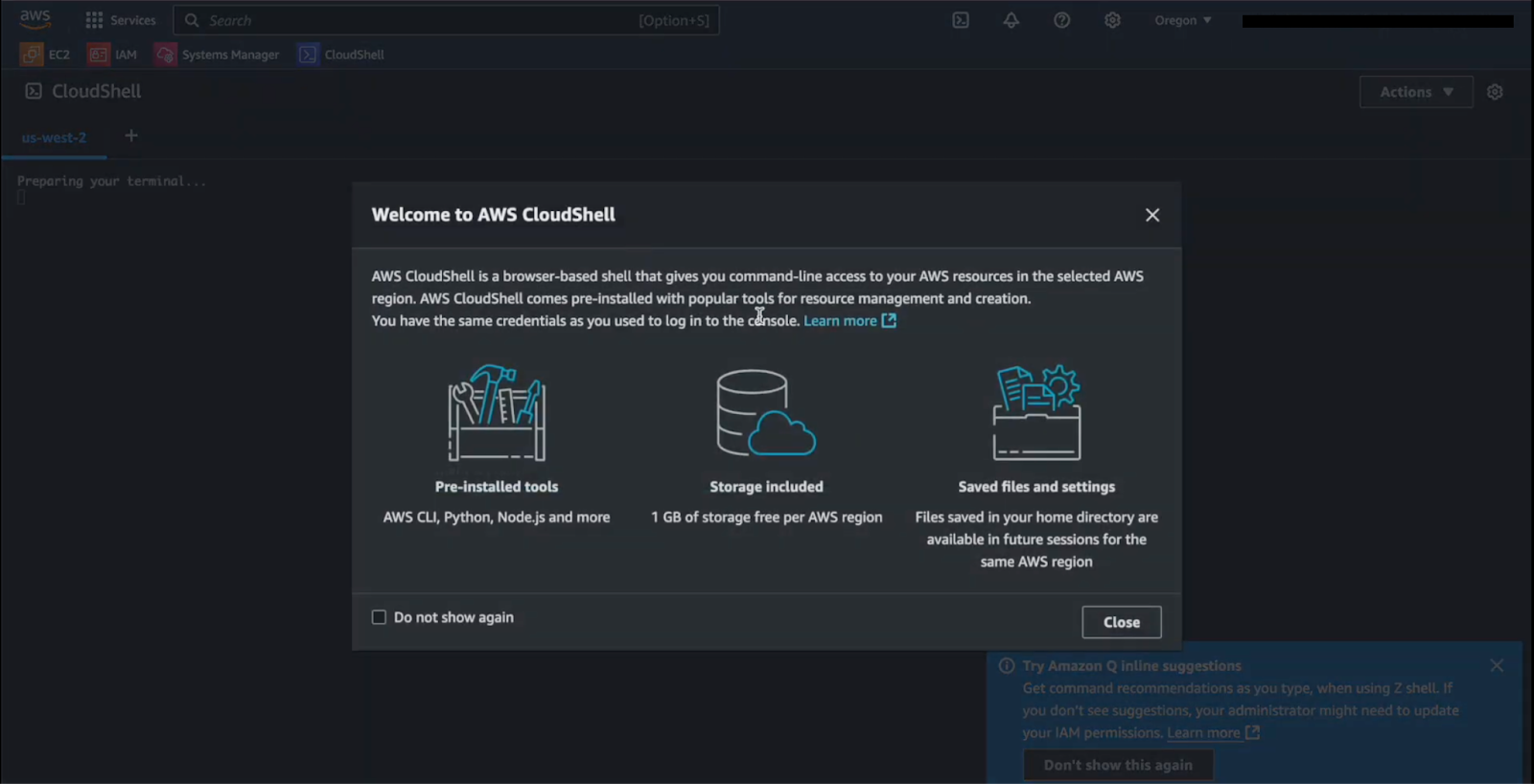AWS login and console