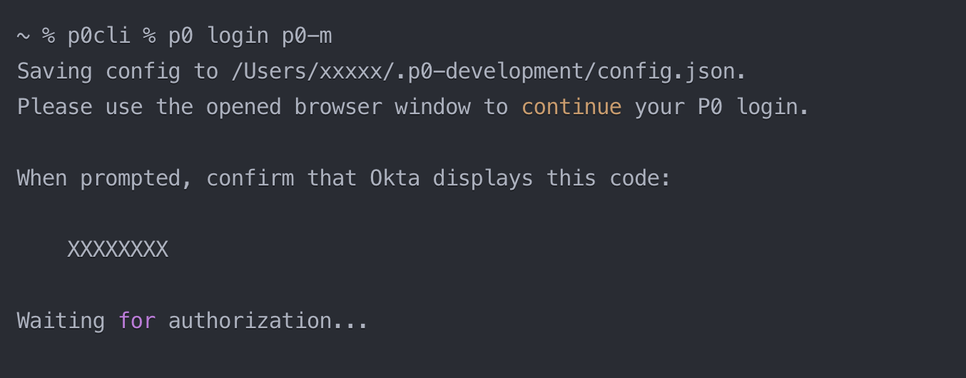 Terminal command for login
